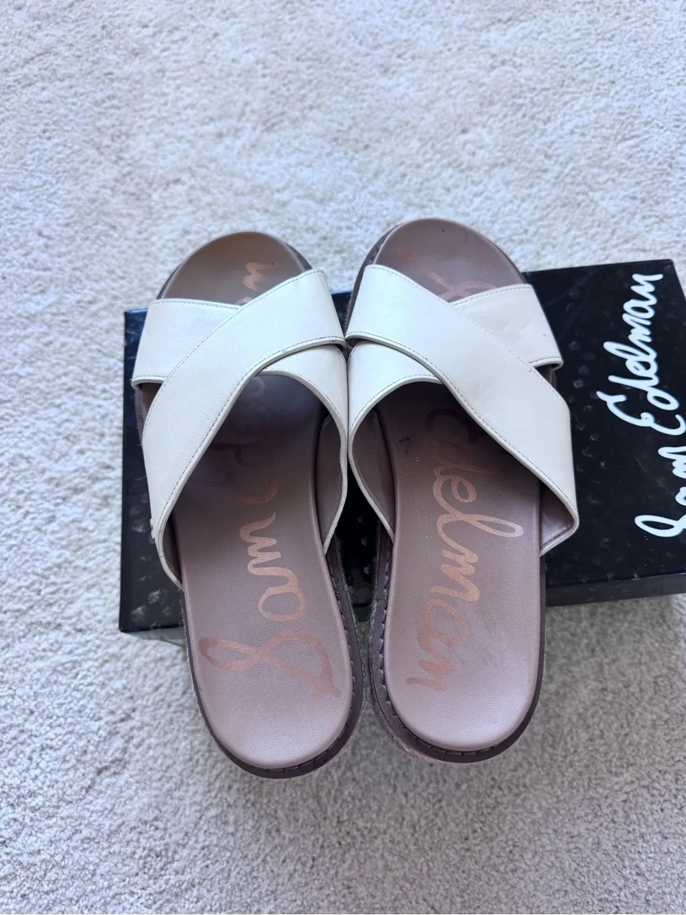 White Espadrille Slide Sandal 8M